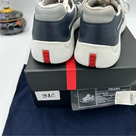 Men’s Prada America’s cup blue/silver sneakers size 6 fit seven US made in Italy - Picture 9 of 14